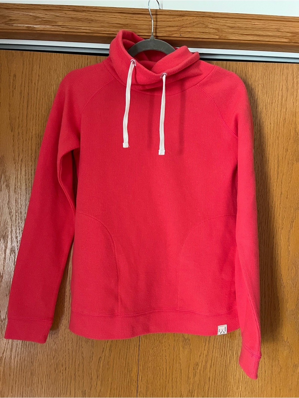 Joules Coral-Red Funnel Neck Drawstring Sweater